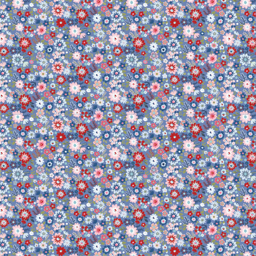 Hip Hip Hooray Liberty Dark Blue Hooray Yardage by Lori Woods for Poppie Cotton Fabrics