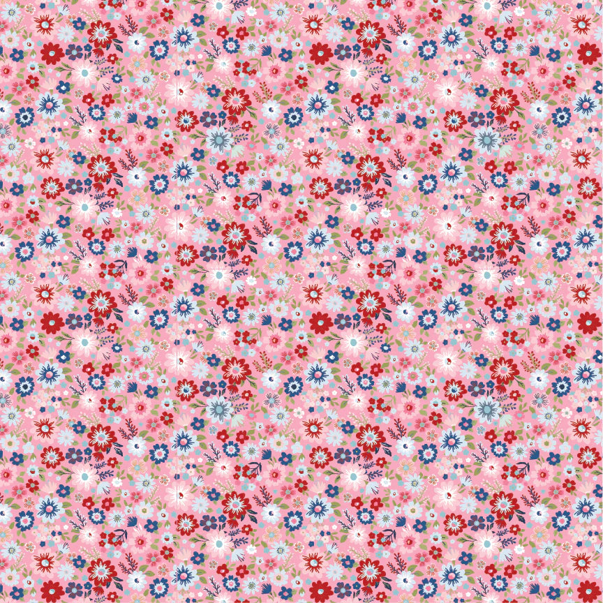 Hip Hip Hooray Liberty Pink Hooray Yardage by Lori Woods for Poppie Cotton Fabrics