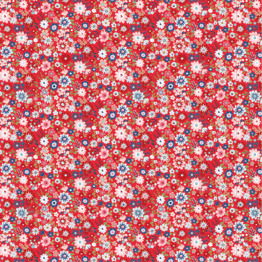 Hip Hip Hooray Liberty Red Hooray Yardage by Lori Woods for Poppie Cotton Fabrics