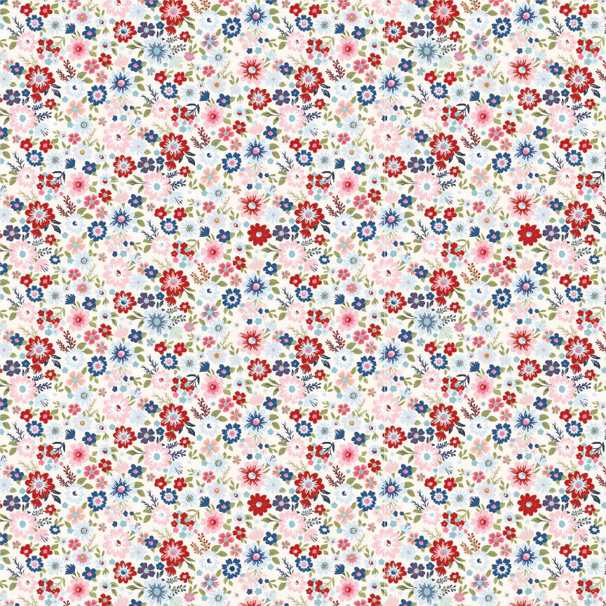 Hip Hip Hooray Liberty White Hooray Yardage by Lori Woods for Poppie Cotton Fabrics