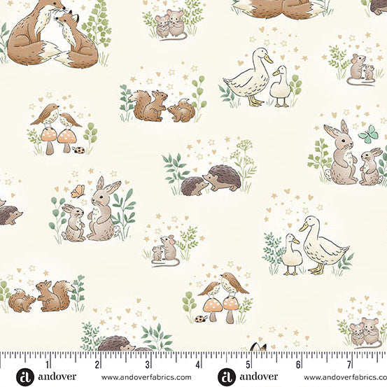 Little Ones Cream Hugs Yardage by Makower UK for Andover Fabrics