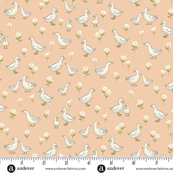 Little Ones Coral Ducks Yardage by Makower UK for Andover Fabrics