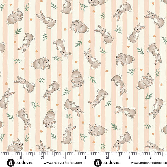Little Ones Coral Bunnies Yardage by Makower UK for Andover Fabrics
