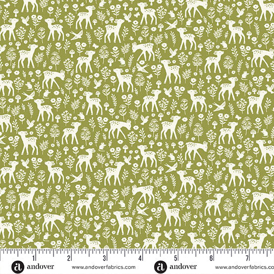 Little Ones Green Deer Yardage by Makower UK for Andover Fabrics