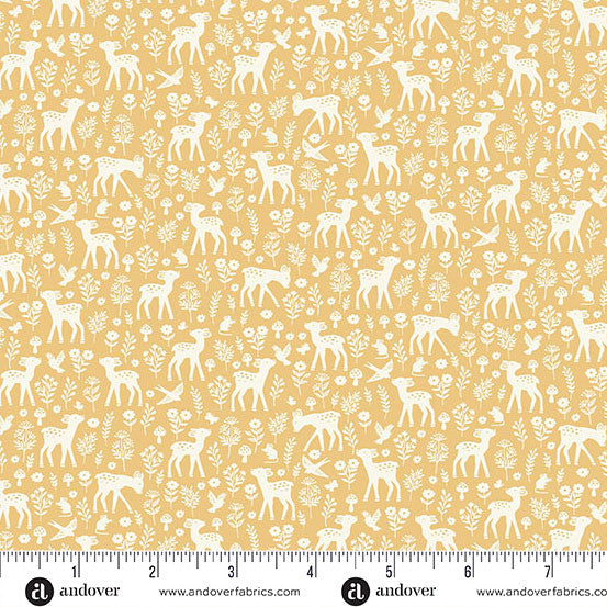 Little Ones Yellow Deer Yardage by Makower UK for Andover Fabrics