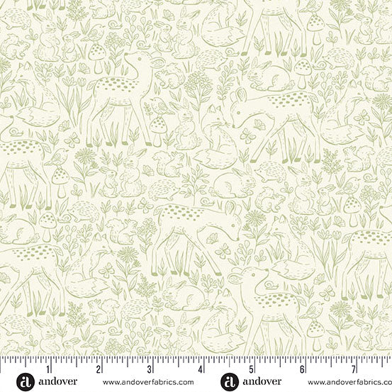 Little Ones Green Etched Yardage by Makower UK for Andover Fabrics