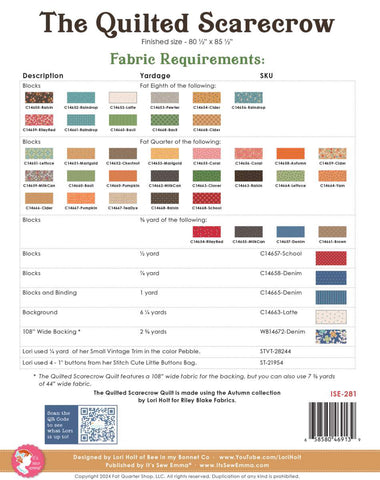 The Quilted Scarecrow Quilt Pattern by Lori Holt of Bee in my Bonnet for It's Sew Emma