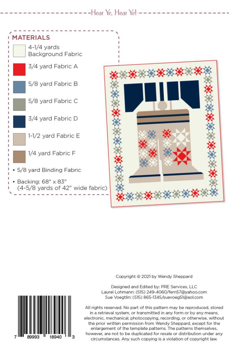 Hear Ye, Hear Ye Quilt Pattern by Wendy Sheppard