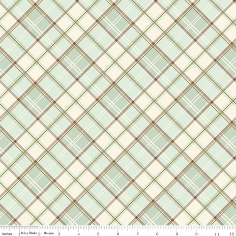 BOLT END 28" Shades Of Autumn Tea Green Plaid Sparkle Yardage by My Mind's Eye for Riley Blake Designs