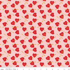 Sweetheart Pink Heart Arrows Sparkle Yardage by My Mind's Eye for Riley Blake Designs