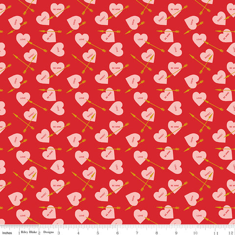 Sweetheart Red Heart Arrows Sparkle Yardage by My Mind's Eye for Riley Blake Designs