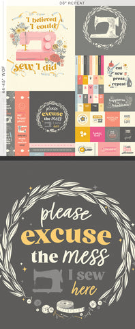 Sew Obsessed Happiness is Handmade Panel by AGF Studio for Art Gallery Fabrics