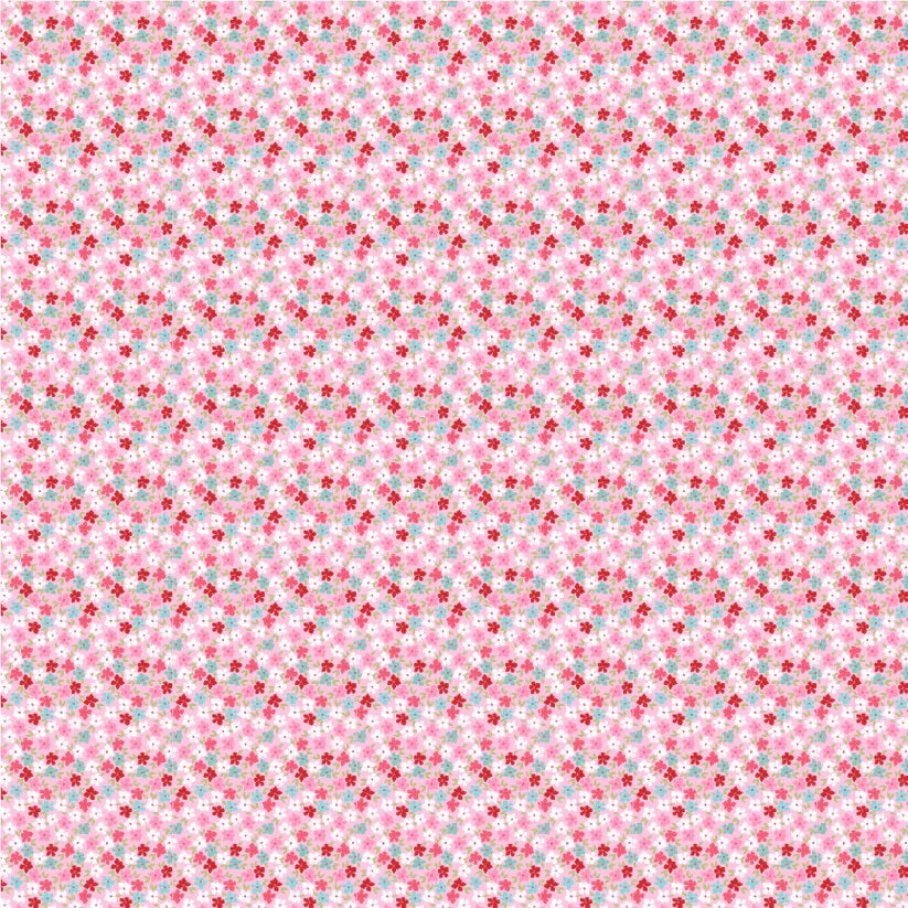 Smitten Chicken Pink Wild Phlox Yardage by Lori Woods for Poppie Cotton Fabrics