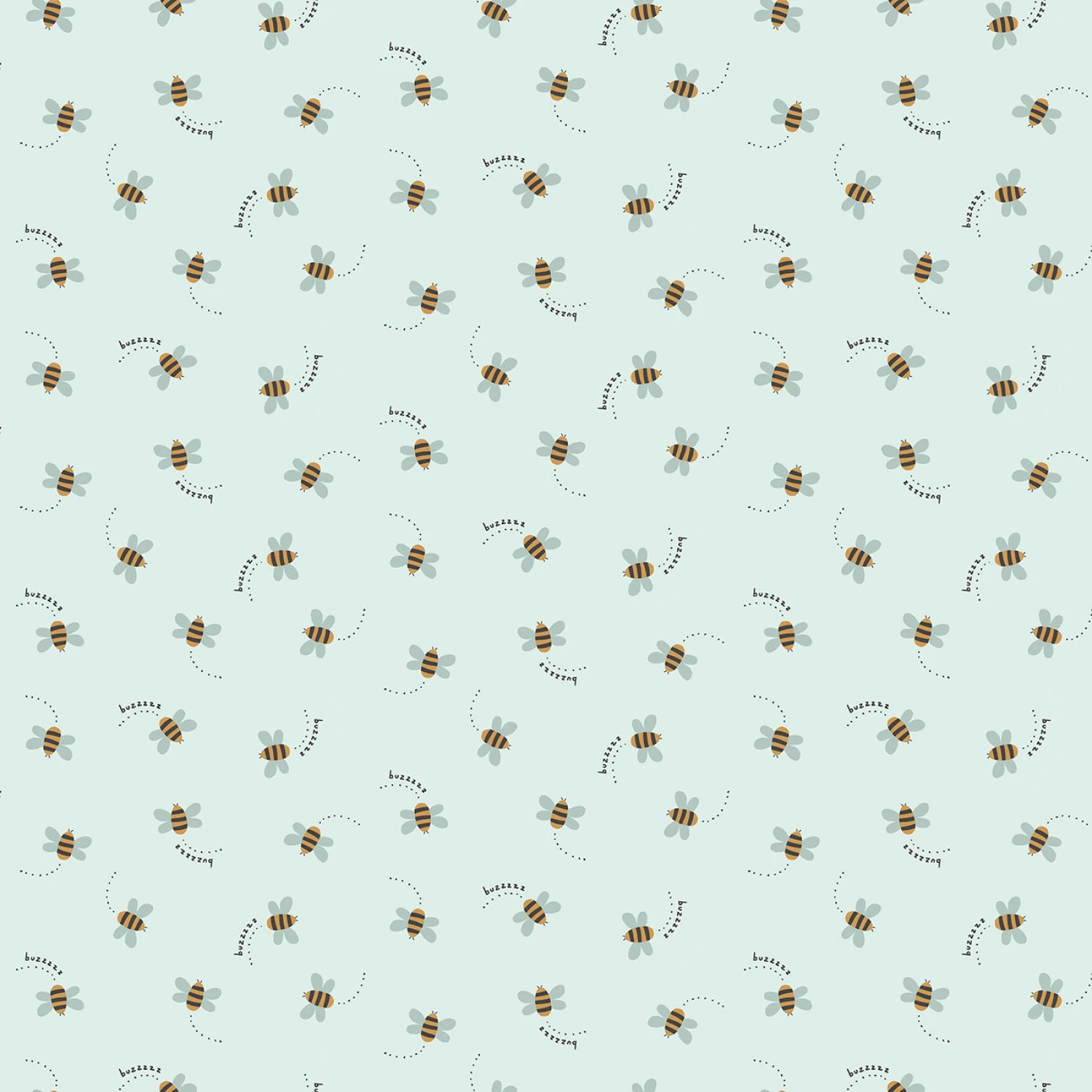 Alphabet City Fog Buzzy Bees Yardage by Dear Stella for Benartex