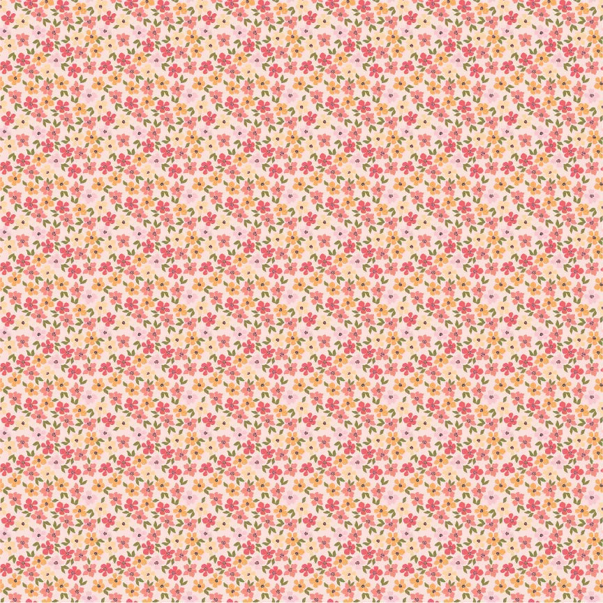 Prairie Sisters Homestead Pink School Frock Yardage by Lori Woods for Poppie Cotton Fabrics