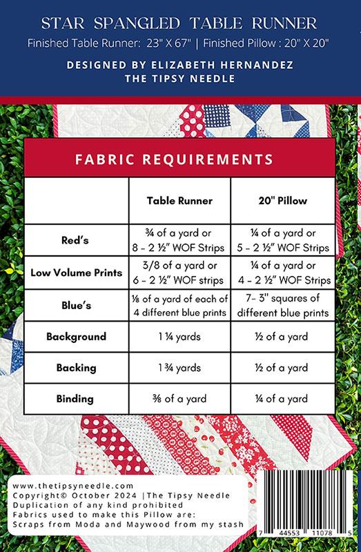 Star Spangled Table Runner Pattern By The Tipsy Needle