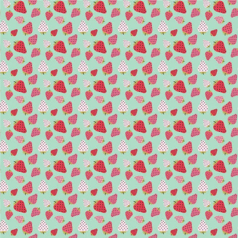 Prairie Sisters Homestead Mint Strawberry Patch Yardage by Lori Woods for Poppie Cotton Fabrics