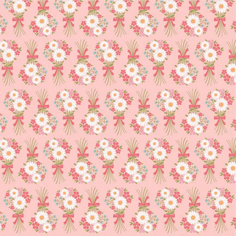Prairie Sisters Homestead Pink Flower Bouquet Yardage by Lori Woods for Poppie Cotton Fabrics