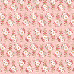 Prairie Sisters Homestead Pink Flower Bouquet Yardage by Lori Woods for Poppie Cotton Fabrics