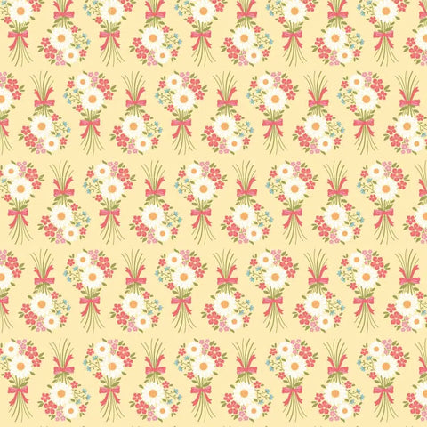 Prairie Sisters Homestead Yellow Flower Bouquet Yardage by Lori Woods for Poppie Cotton Fabrics