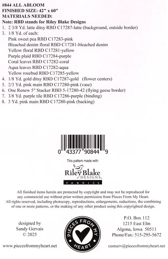 All Abloom Quilt Pattern by Pieces From Heart