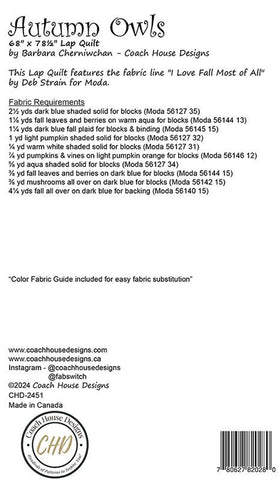 Autumn Owls Quilt Pattern by Coach House Designs