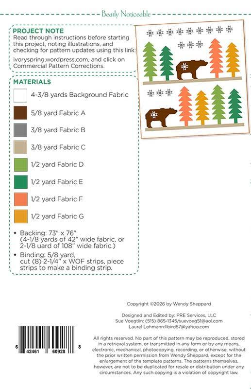 Bearly Noticeable Quilt Pattern by Wendy Sheppard