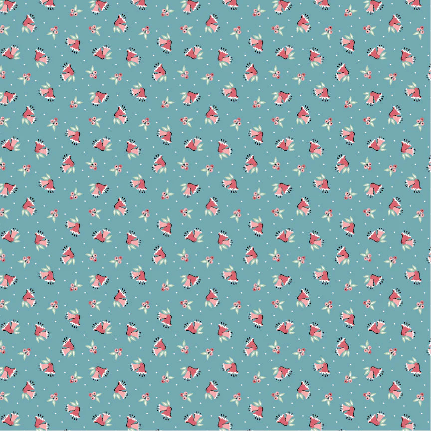 Frost And Flurry Blue Berries & Bells Yardage by Sheri McCulley for Poppie Cotton Fabrics