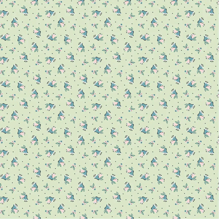 Frost And Flurry Mint Berries & Bells Yardage by Sheri McCulley for Poppie Cotton Fabrics