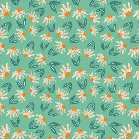 Calico Cowgirls Teal Big Sunnies Yardage by Lori Woods for Poppie Cotton Fabrics