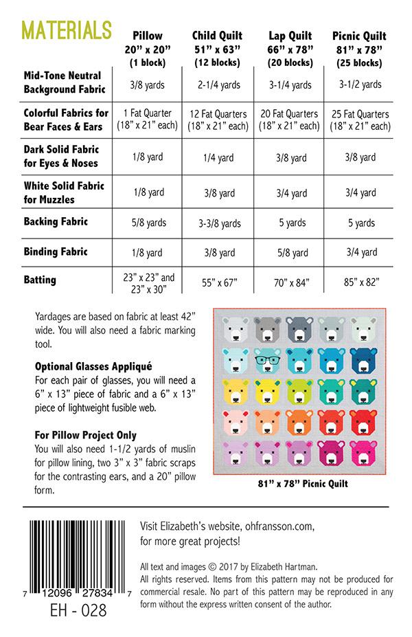 Bjorn Bear Quilt Pattern by Elizabeth Hartman
