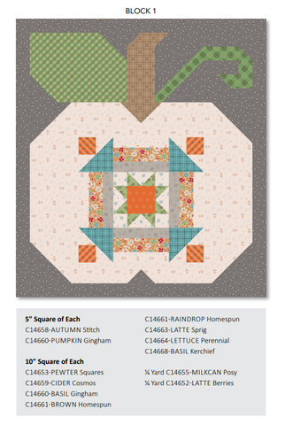 Autumn Quilt Seeds Pumpkin #1 Pattern by Lori Holt of Bee in my Bonnet