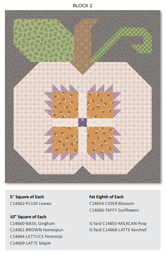 Autumn Quilt Seeds Pumpkin #2 Pattern by Lori Holt of Bee in my Bonnet