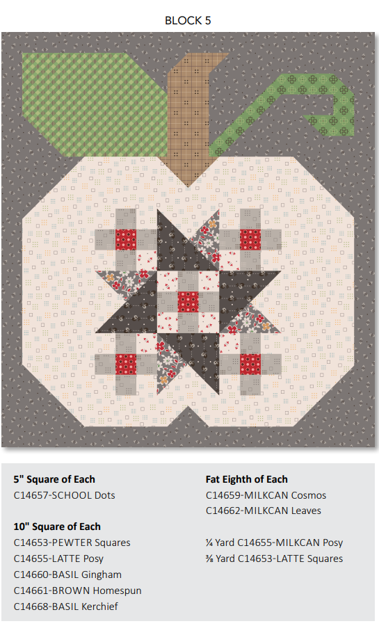 Autumn Quilt Seeds Pumpkin #5 Pattern by Lori Holt of Bee in my Bonnet