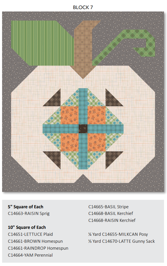 Autumn Quilt Seeds Pumpkin #7 Pattern by Lori Holt of Bee in my Bonnet