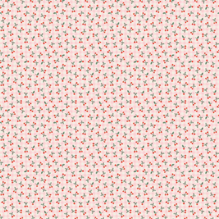 Farmhouse Fancy Pink Cherry Pie Yardage by Elea Lutz for Poppie Cotton Fabrics