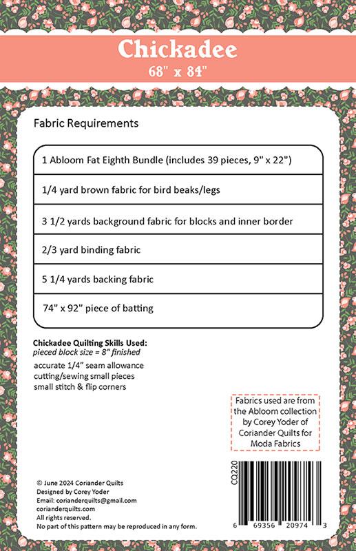 Chickadee Quilt Pattern by Coriander Quilts