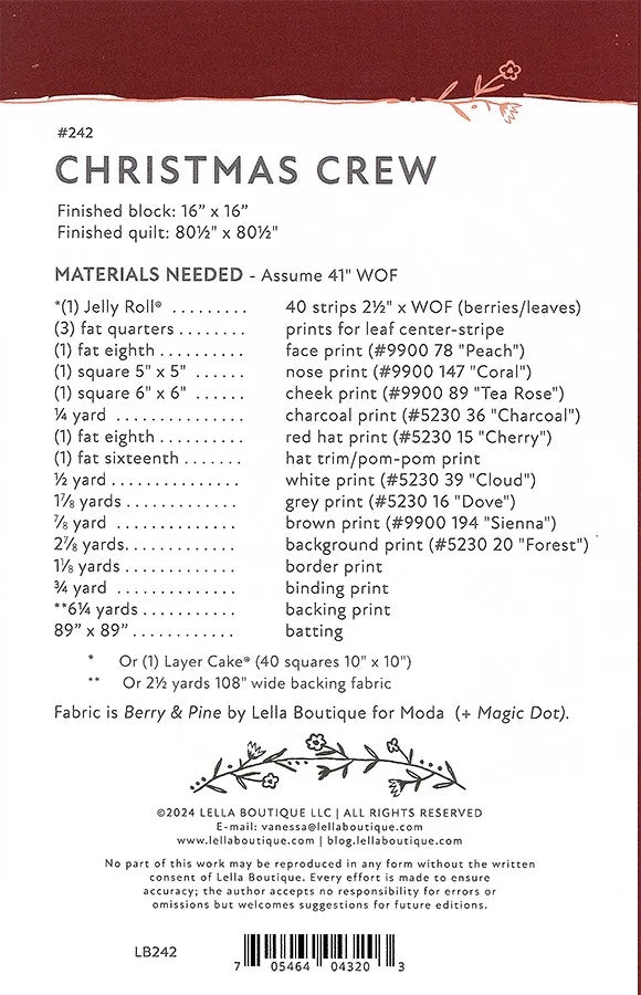 Christmas Crew Quilt Pattern by Lella Boutique