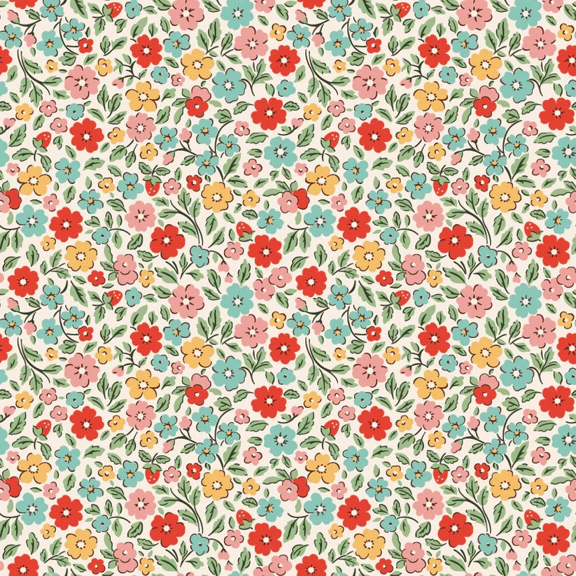 Farmhouse Fancy Multi Country Flowers Yardage by Elea Lutz for Poppie Cotton Fabrics