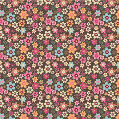 Calico Cowgirls Brown Cowgirl Meadow Yardage by Lori Woods for Poppie Cotton Fabrics
