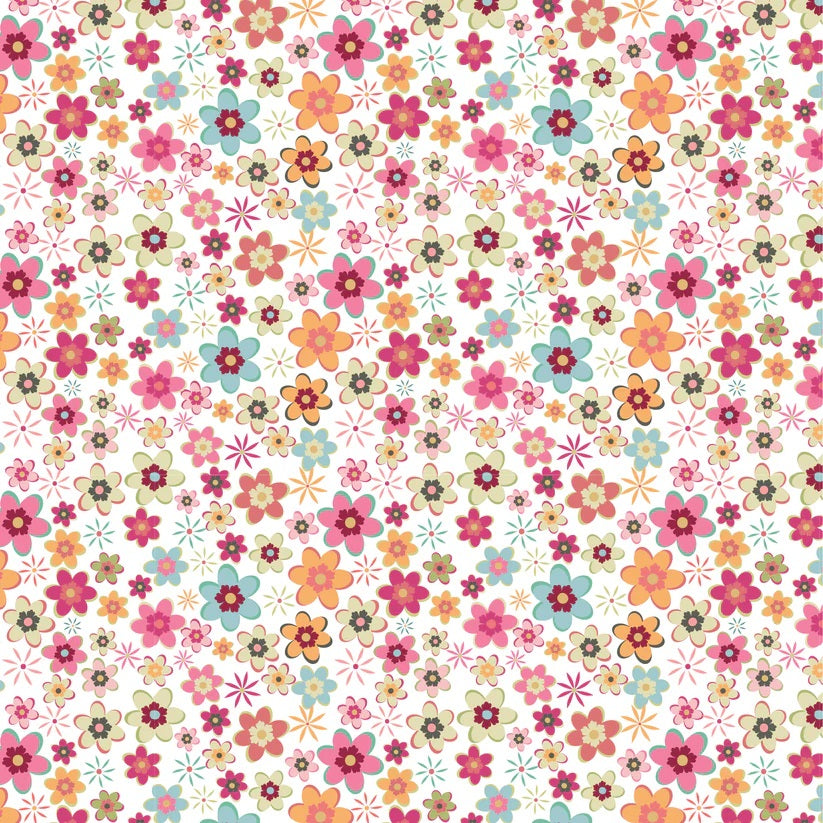 Calico Cowgirls White Cowgirl Meadow Yardage by Lori Woods for Poppie Cotton Fabrics