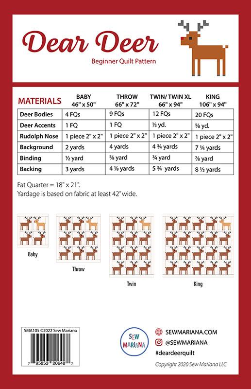 Dear Deer Quilt Pattern by Sew Mariana