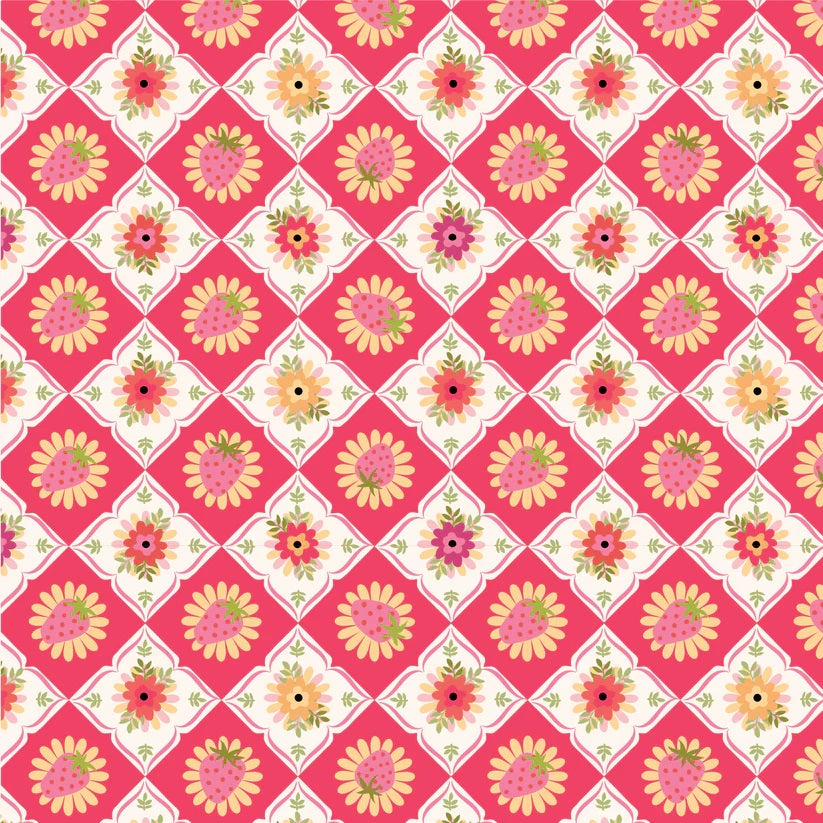 Calico Cowgirls Pink Feeling Quilty Yardage by Lori Woods for Poppie Cotton Fabrics