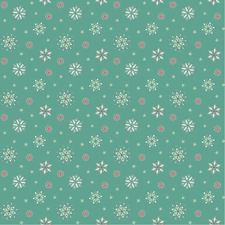 Frost And Flurry Mint Flurry Flakes Yardage by Sheri McCulley for Poppie Cotton Fabrics