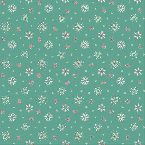 Frost And Flurry Mint Flurry Flakes Yardage by Sheri McCulley for Poppie Cotton Fabrics