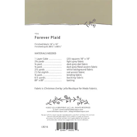 Forever Plaid Quilt Pattern by Lella Boutique