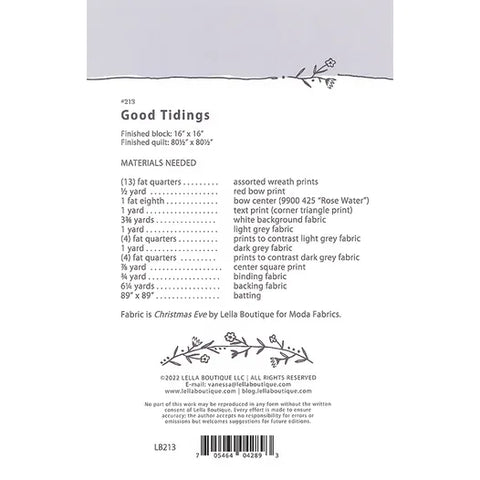 Good Tidings Quilt Pattern by Lella Boutique