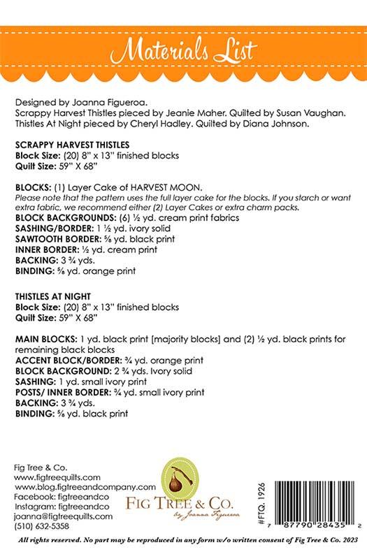 Harvest Thistles Quilt Pattern by Fig Tree & Co.