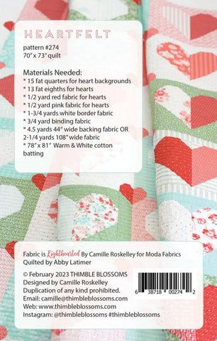 Heartfelt Quilt Pattern by Thimble Blossoms