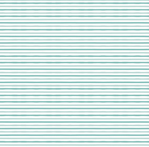 Jailhouse Stripes Teal Ariel Yardage by Lori Woods for Poppie Cotton Fabrics